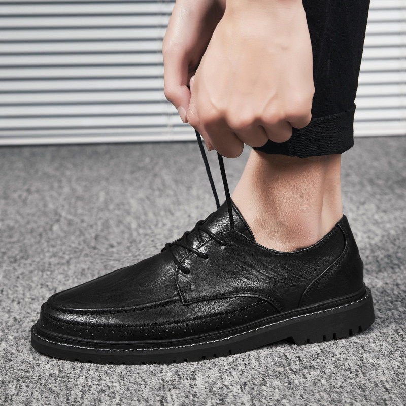 冬季英伦风黑色小皮鞋男系带百搭西装加绒男士正装商务休闲鞋青年,淘宝优惠券,粉丝福利购,淘宝优惠卷
