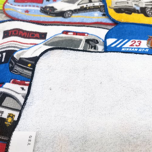 16x16cm汽车工程挖掘机多没卡男孩幼儿纯全棉儿童毛巾擦嘴小方巾 - 图2