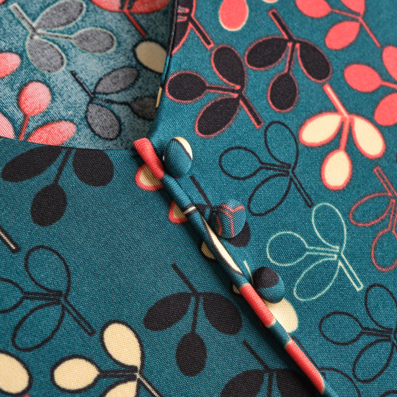 【清仓】真丝针织印花短袖连衣裙夏季复古气质显瘦桑蚕丝V领中,淘宝优惠券,粉丝福利购,淘宝优惠卷