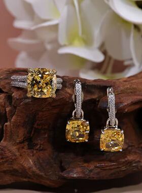 轻奢老钱风新款超闪亮黄钻耳环女