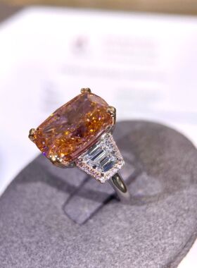 奢华13.8克拉帕帕拉恰高火彩戒指