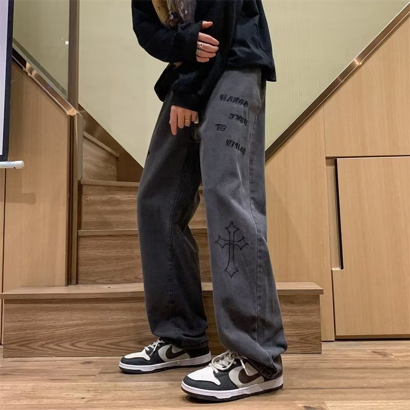 2022秋冬季美式复古中大童直筒阔腿牛仔裤百搭学生男女童长裤ins,淘宝优惠券,粉丝福利购,淘宝优惠卷