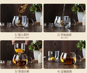 正品VATIRI/乐怡 玻璃水杯家用带把泡茶带盖过滤耐热花茶玻璃杯女