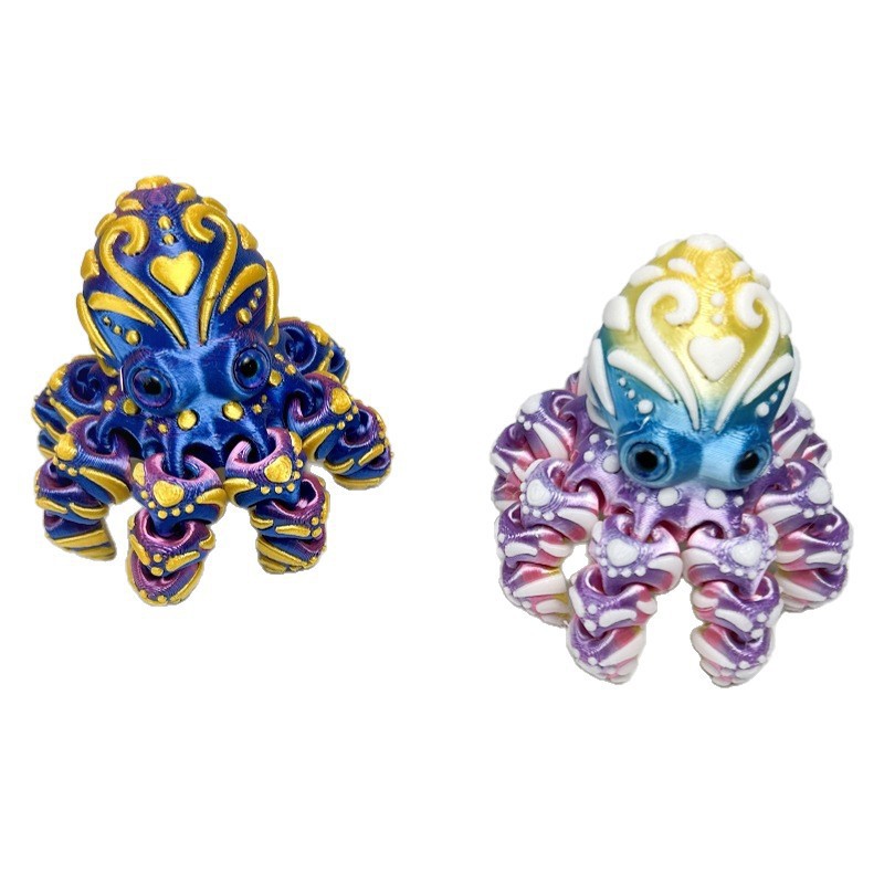 跨境3D打印多色章鱼乌贼八爪鱼动物模型仿真关节可动手办 - 图3