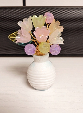 迷你袖珍小花瓶天然水晶树简约高颜值创意家居桌面摆件网3单包邮