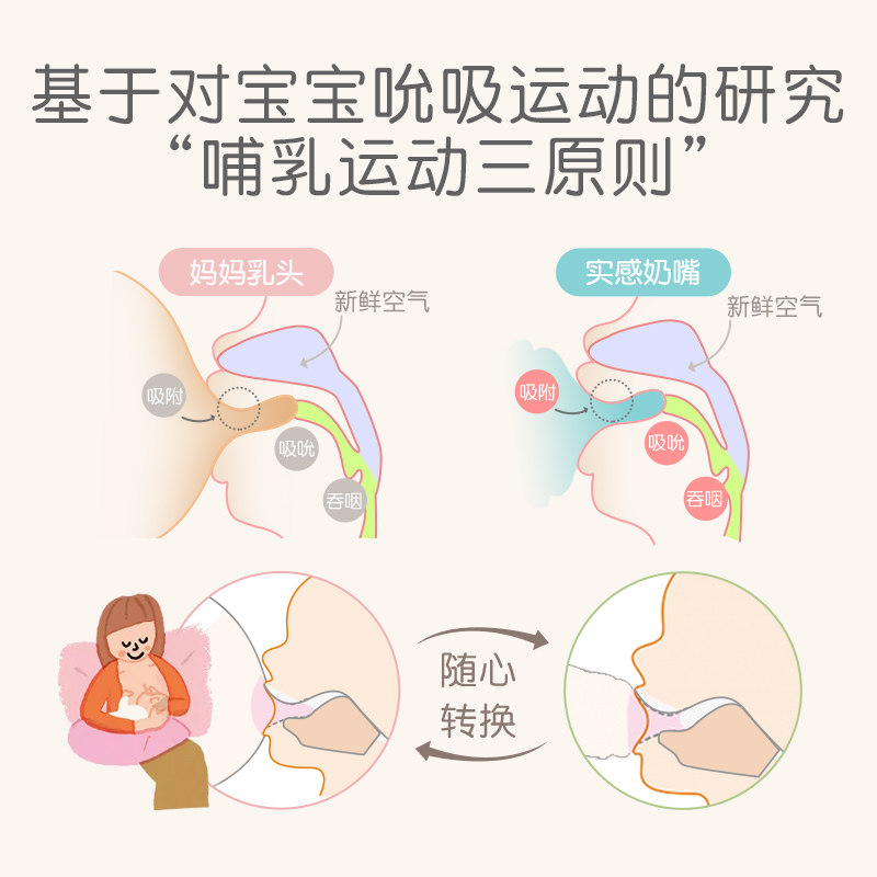 新生婴儿玻璃宽口径自然实感奶嘴 贝亲奶瓶
