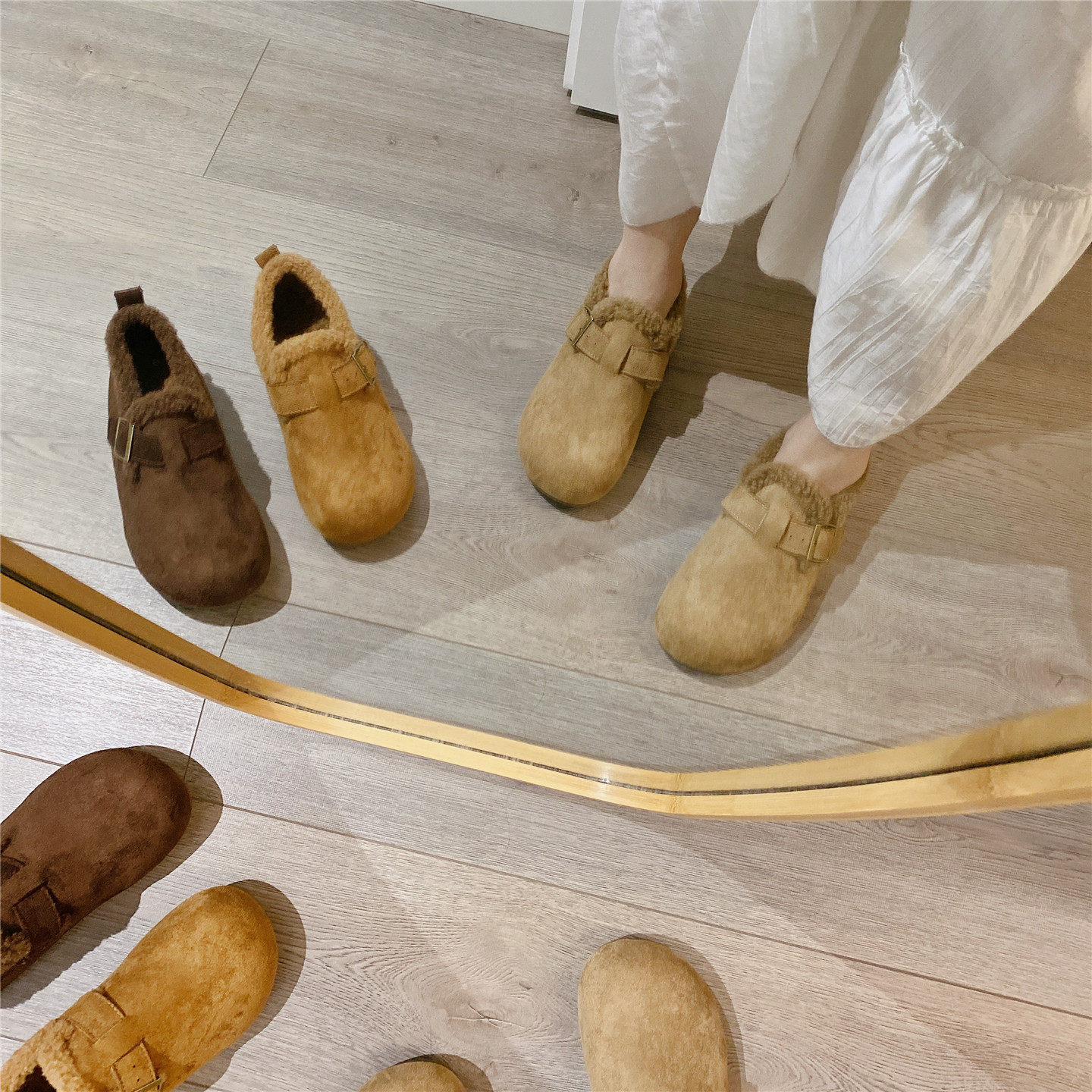 复古毛毛鞋勃肯鞋内增高百搭单鞋女乐福鞋2025冬季新款加绒棉鞋女,淘宝优惠券,粉丝福利购,淘宝优惠卷