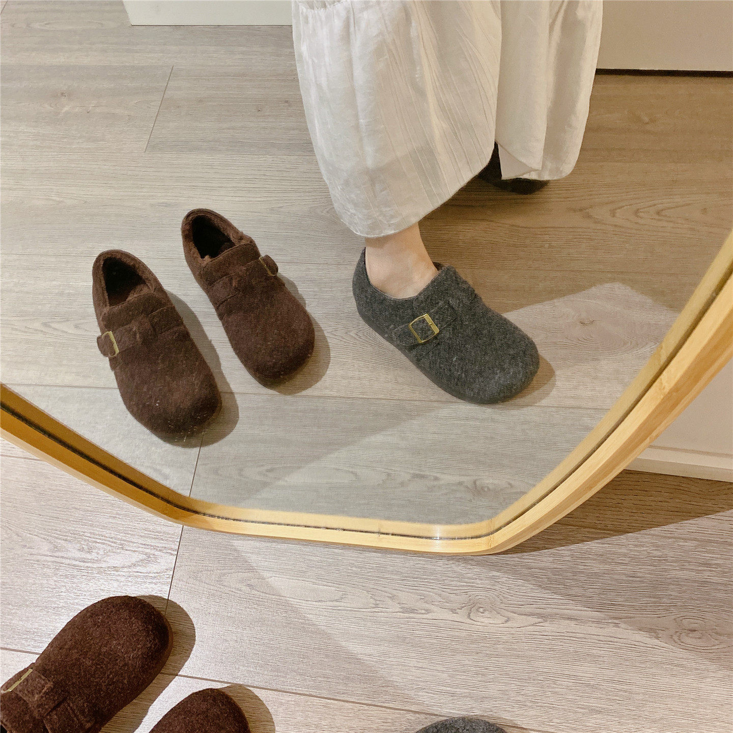 复古勃肯鞋毛毛鞋英伦风百搭单鞋女乐福鞋2025冬季新款加绒棉鞋女,淘宝优惠券,粉丝福利购,淘宝优惠卷