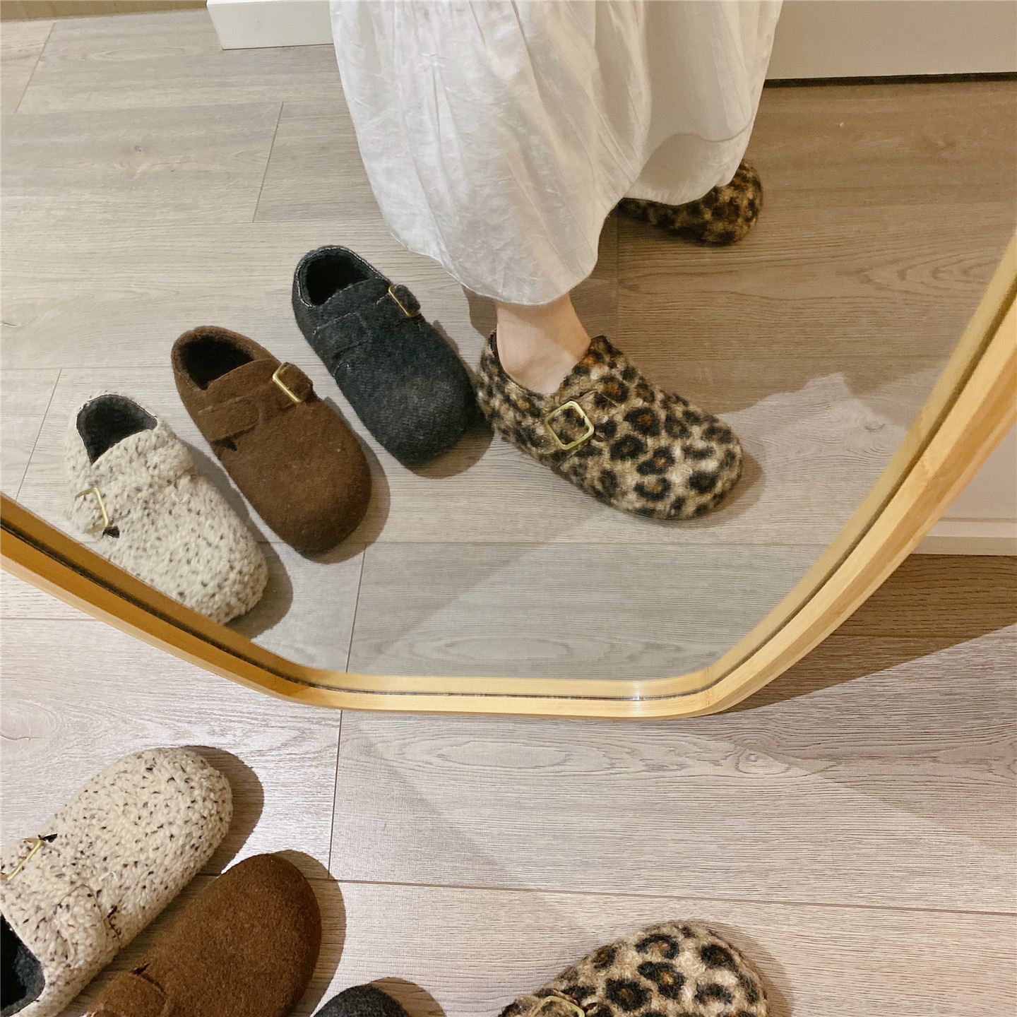 保暖毛毛鞋厚底搭扣勃肯鞋女2025冬季新款韩版加绒内增高单鞋棉鞋 - 图3