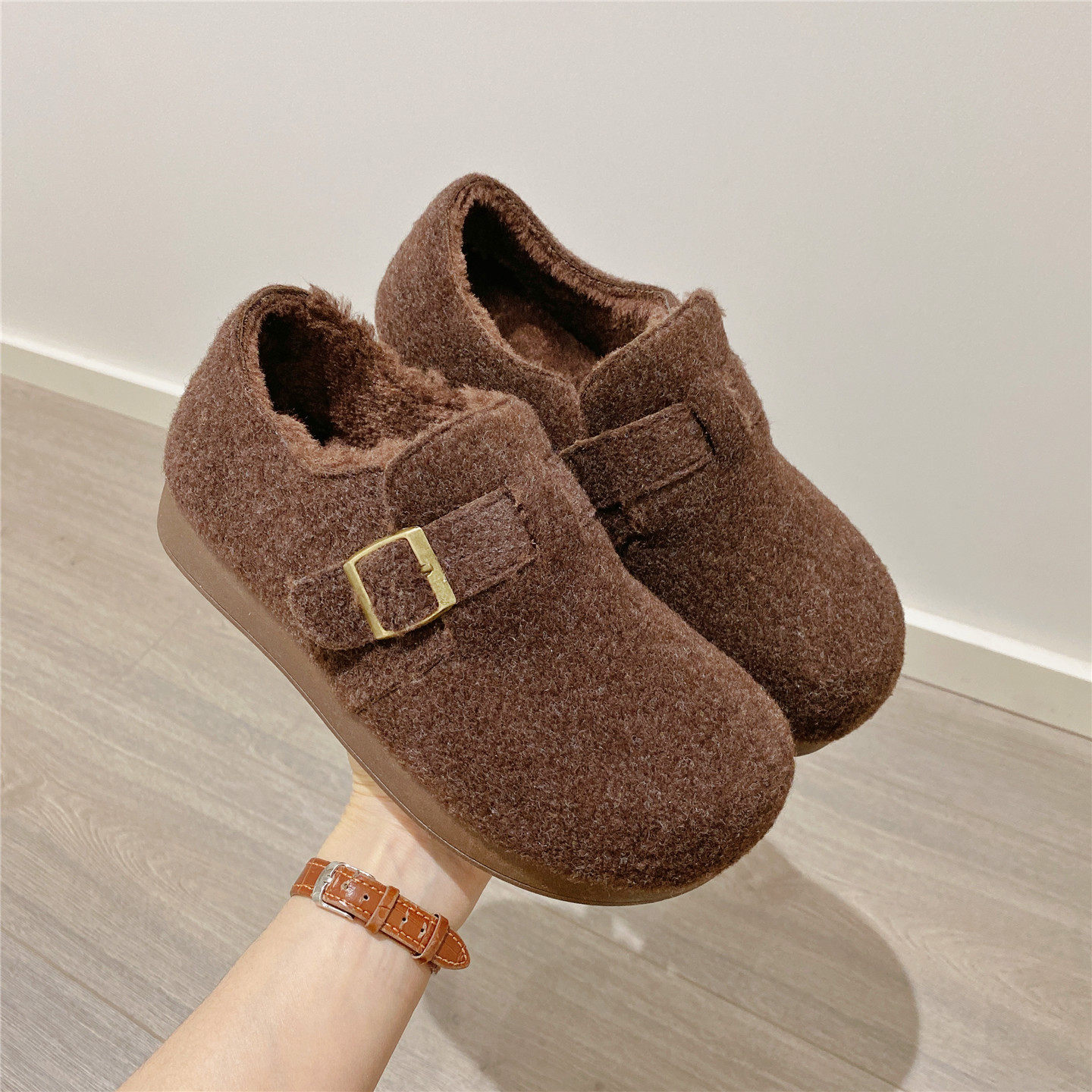 复古勃肯鞋毛毛鞋英伦风百搭单鞋女乐福鞋2025冬季新款加绒棉鞋女,淘宝优惠券,粉丝福利购,淘宝优惠卷
