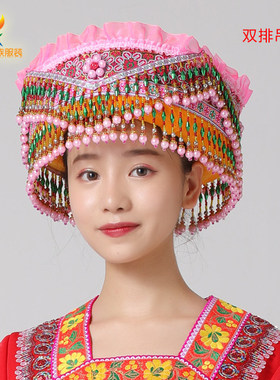 昆明发手工制作云南迪庆怒江普米族傈僳族女少数民族圆盘帽子TS16