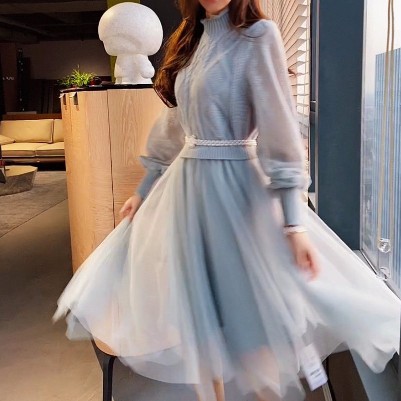 粉红大布娃娃气质甜美针织春连衣裙 粉红大布娃娃连衣裙