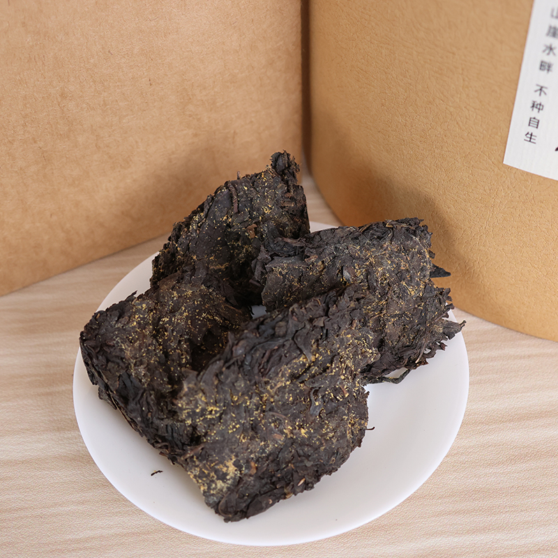 免撬直泡湖南安化黑茶正宗茯砖茶2017年特级野生天尖金花茯茶1kg-图2