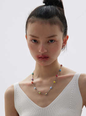 纯银陶瓷双层男女夏日许愿星项链