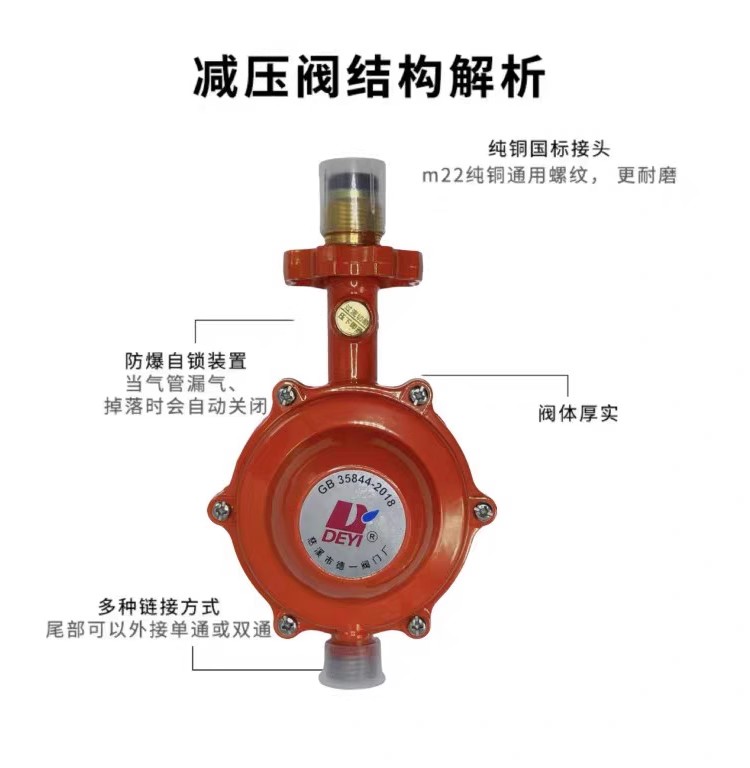 新国标1.2家用液化气减压阀防爆低压商用大流量煤气罐钢瓶自闭阀