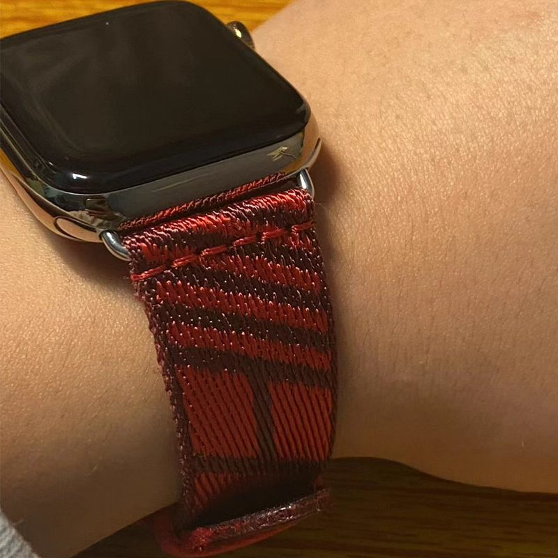 适用于appleawtch9尼龙真皮表带iwatch苹果DW同款条纹编织表带新 - 图2