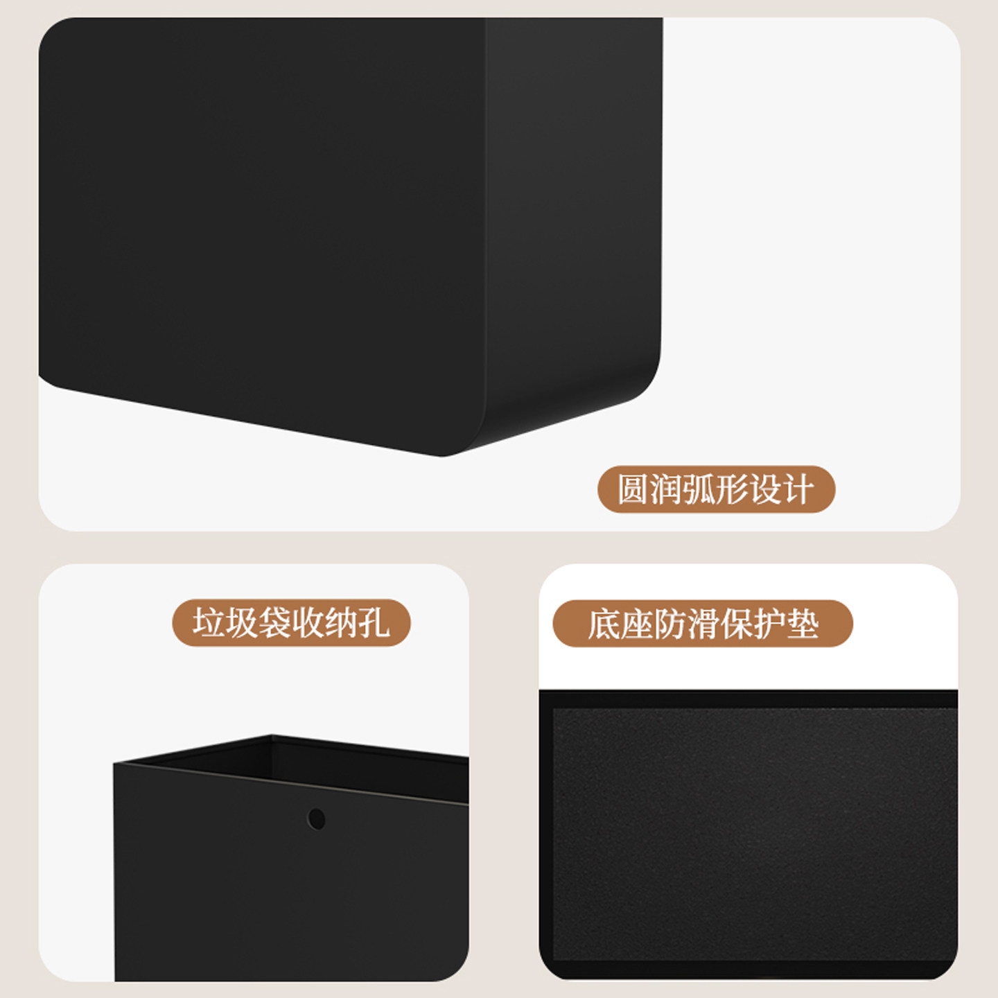 垃圾桶中古风家用客厅卧室卫生间轻奢无盖金属胡桃木窄款2026新款,淘宝优惠券,粉丝福利购,淘宝优惠卷