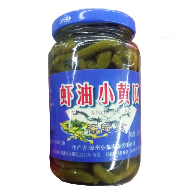 东北特产锦州小菜工农牌卤虾油小黄瓜下饭瓶咸菜高咸款390g-图3