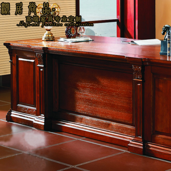 美式实木书桌办公桌家用高端复古雕花别墅电脑桌大班台老板桌定制_虎窝淘