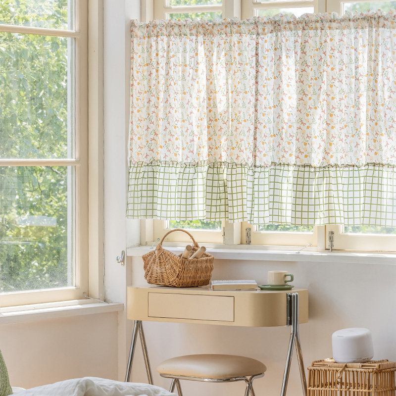 莫奈花园穿杆短帘田园咖啡帘复古碎花雪纺半帘装饰帘隔断遮挡门帘,淘宝优惠券,粉丝福利购,淘宝优惠卷