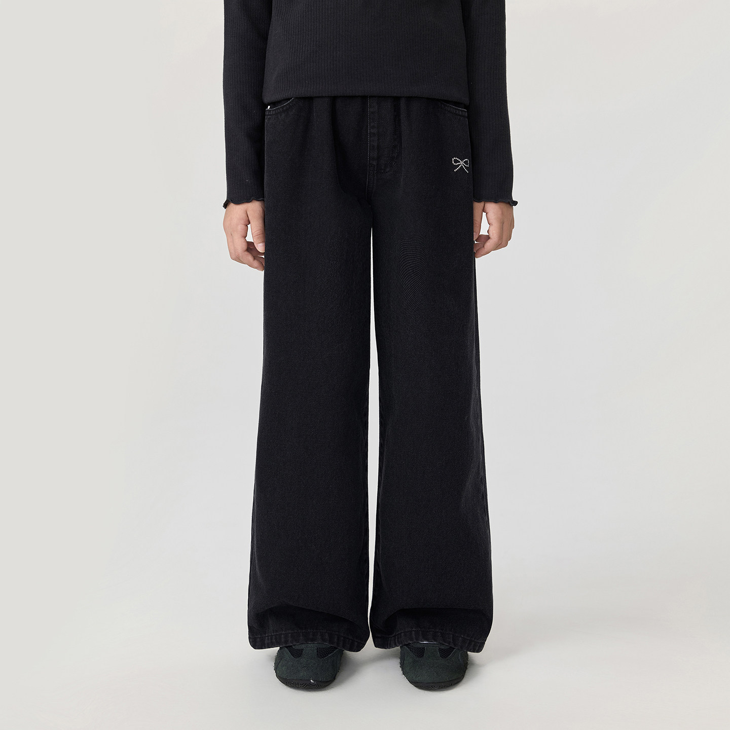 马克珍妮女童烫钻蝴蝶结阔腿牛仔裤儿童裤子2025年秋装新款551381,淘宝优惠券,粉丝福利购,淘宝优惠卷