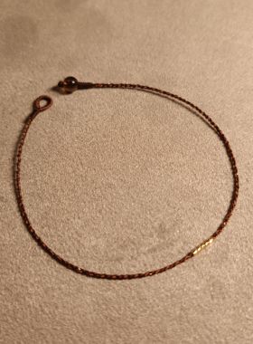 店主乱编18K纯金路路通小管低调咖色系很细的小闪闪手工编织手绳