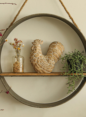 东北松木手工雕刻复古装饰摆件公鸡装饰法式欧式