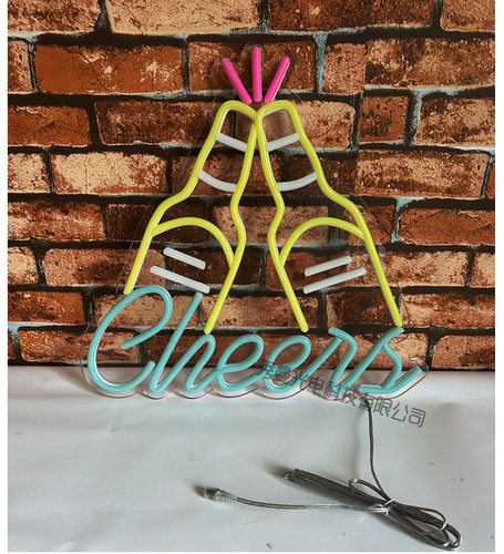 CHEERS NEON SIGNS 干杯霓虹灯 亚马逊同款透明啤酒杯灯牌 亚克力 - 图1