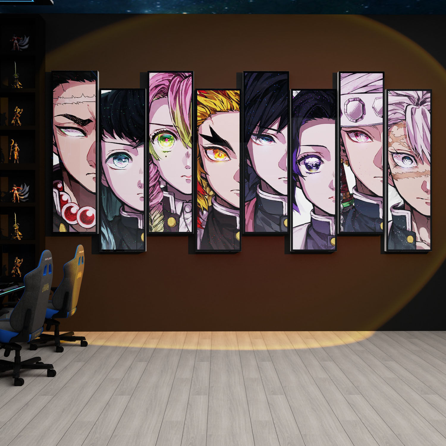 网吧电脑鬼灭之刃挂画电竞房间装饰背景板布置海报墙壁贴纸二次元