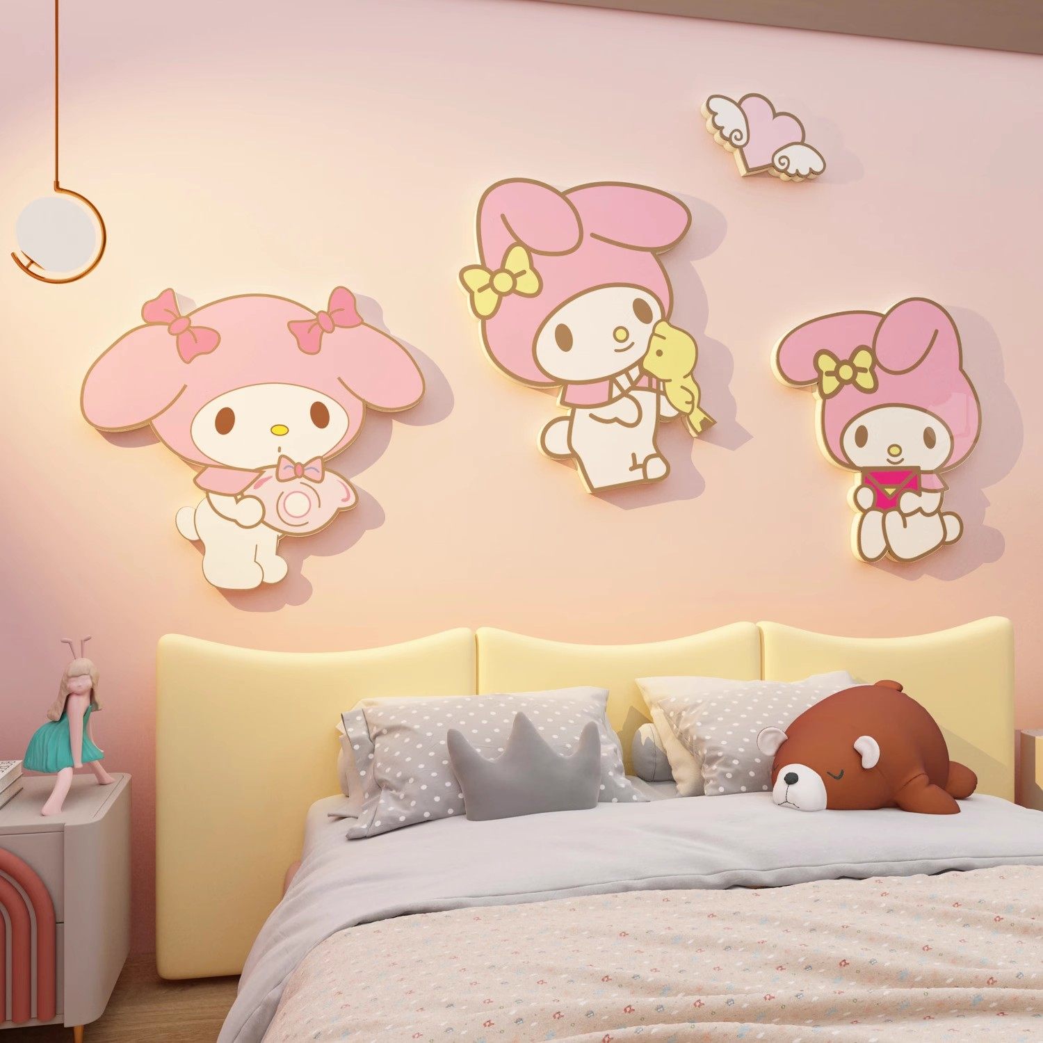 儿童房间布置装饰三丽鸥女孩公主卧室床头库洛米美乐蒂墙面贴挂画,淘宝优惠券,粉丝福利购,淘宝优惠卷