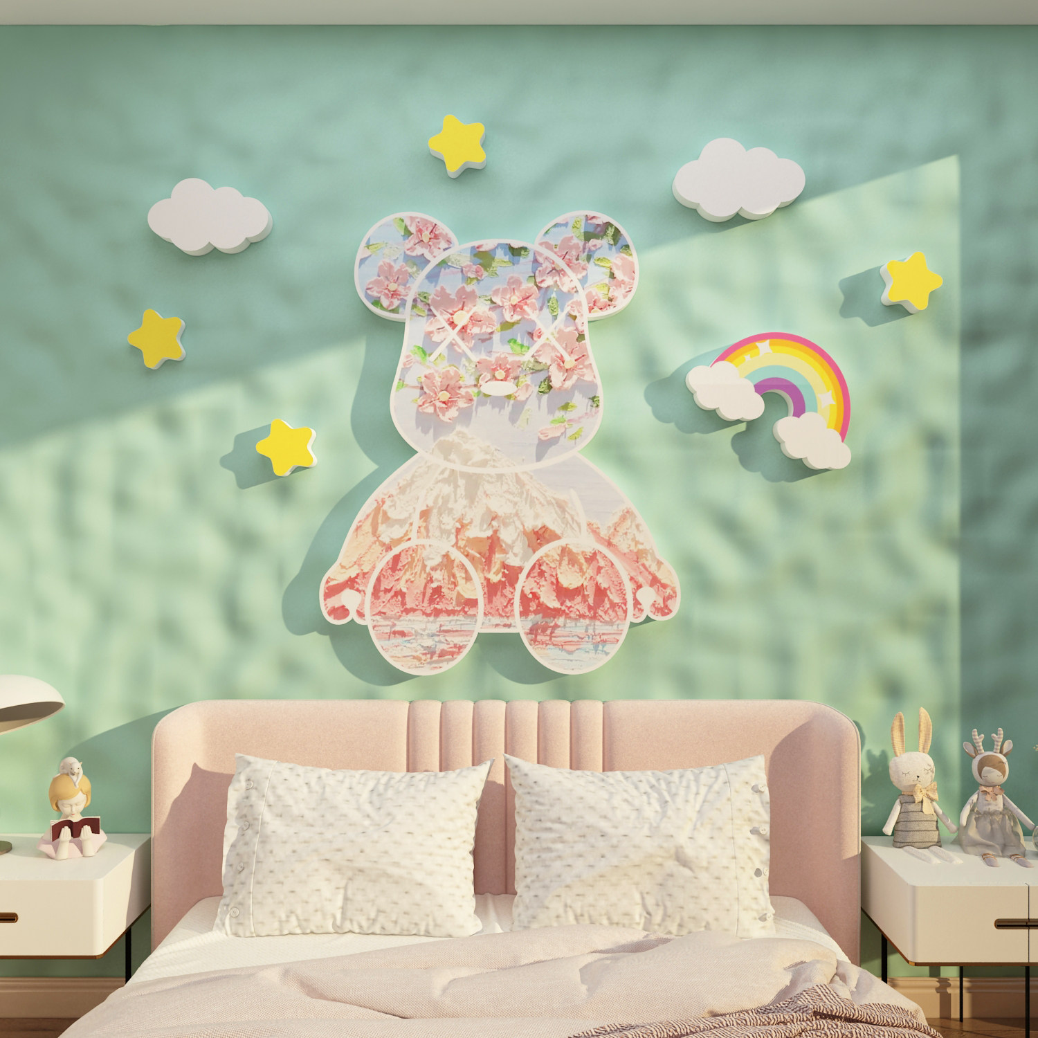 儿童房间布置装饰公主床头画女孩卧室墙面用品云朵3d立体亚克力贴,淘宝优惠券,粉丝福利购,淘宝优惠卷