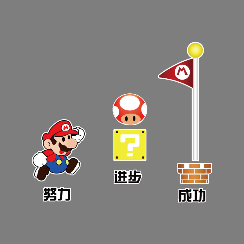 企业文化办公司室墙装饰布置励志标语超级玛丽马里奥贴纸立体挂画 - 图0