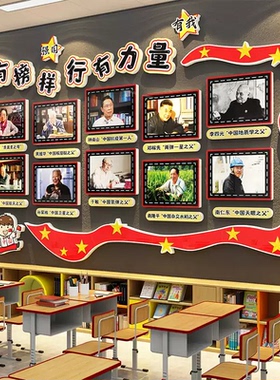 红色先锋爱国主题班级墙贴