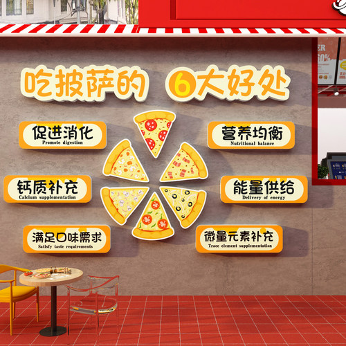 披萨店网红打卡墙面装饰炸鸡汉堡创意广告海报餐厅玻璃贴纸挂画 - 图1