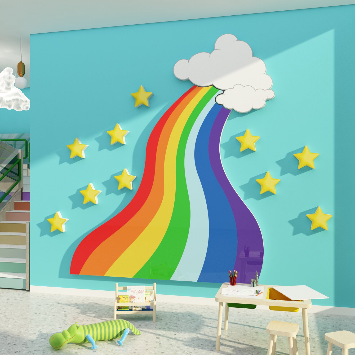 画教室布置美术多巴胺彩虹主题装饰机构文化幼儿园墙贴纸氛围环创,淘宝优惠券,粉丝福利购,淘宝优惠卷