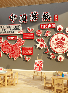 中国非遗传统文化幼儿园墙装饰环创主题成品剪纸教室背景展示布置