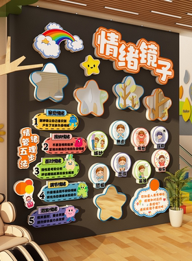 幼儿园装饰情绪管理文化能量墙面哈镜子贴心理咨询室辅导布置环创