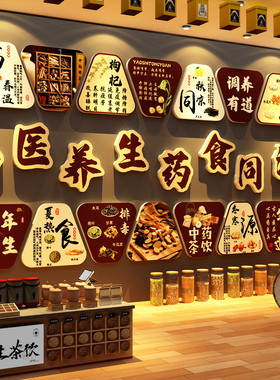 艾灸馆氛围布置挂画中医养生背景墙面装饰美容疗愈高级感文化形象