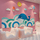 Kindergarten environmentally innovative cultural wall layout with skirting lines