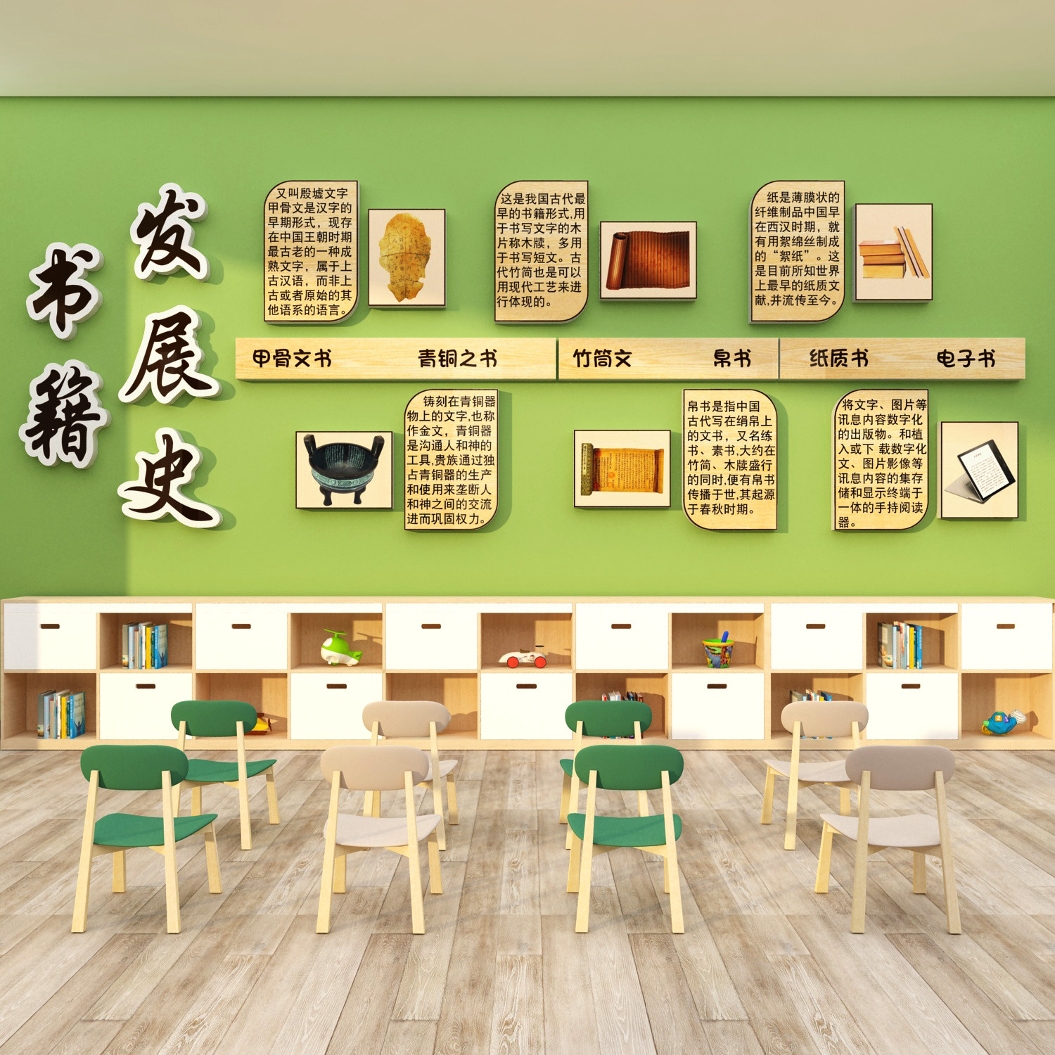 书籍发展史绘本馆环创墙面读区图书角布置装饰阅览室文化贴幼儿园,淘宝优惠券,粉丝福利购,淘宝优惠卷