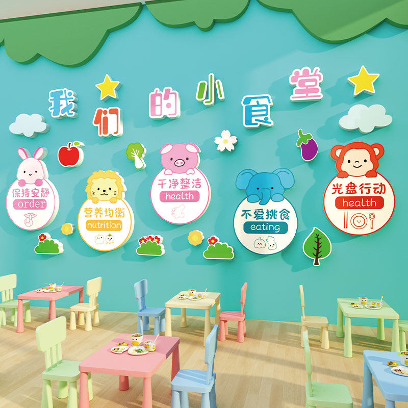 幼儿园食堂小饭桌厨房文化午托管班节约粮餐厅食育环创主题墙装饰,淘宝优惠券,粉丝福利购,淘宝优惠卷