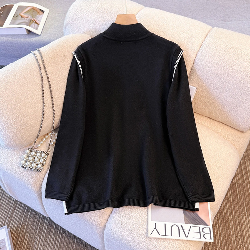 280斤特大码女装胖mm秋冬新款假两件显瘦时尚200百搭高领毛衣上衣,淘宝优惠券,粉丝福利购,淘宝优惠卷