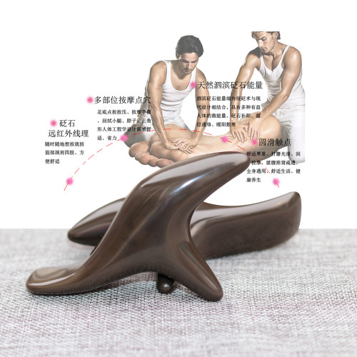 砭石三角雀足底点穴按摩棒t型三叉足疗工具脚底拨筋全身经络通用 - 图0