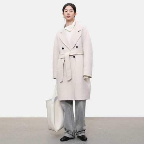 LADY’S DIARY 绵羊毛呢大衣女中长款2025秋高级感复古羊驼毛外套 - 图1