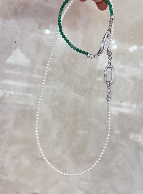 新中式复古淡水珍珠S925银扣项链女轻奢小众高级感锁骨链颈链玛瑙