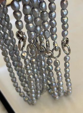 气质灰真多麻色巴洛克淡水珍珠项链高级感小众锁骨链气质颈链8-9
