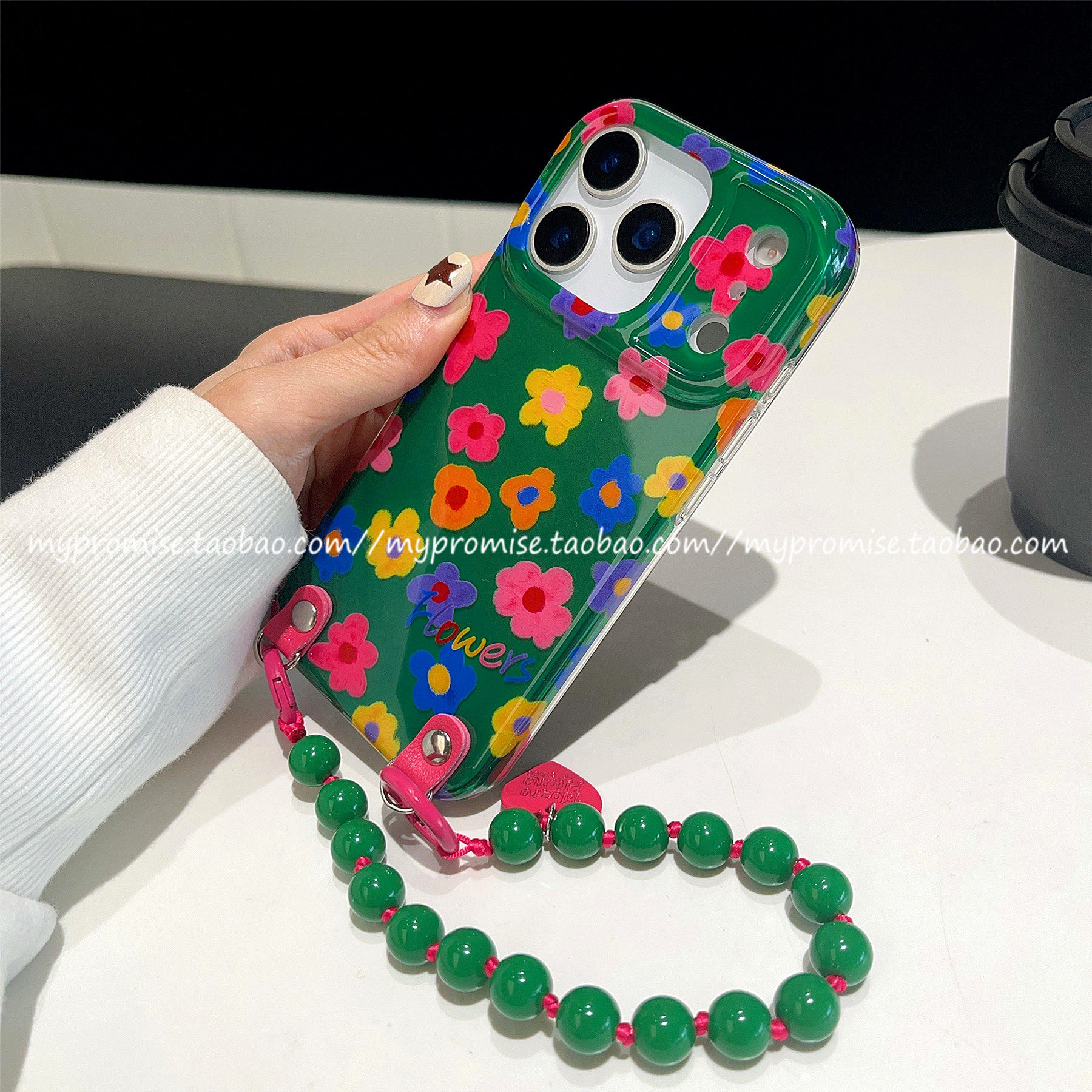 高级感玫粉色皮质花朵支架适用苹果17promax手机壳iphone16彩色油画17Pro新款13便携手绳14手拎15pro早春小众,淘宝优惠券,粉丝福利购,淘宝优惠卷