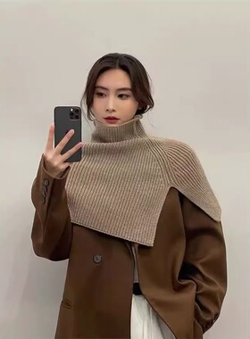 新款羊绒高领套头披肩女