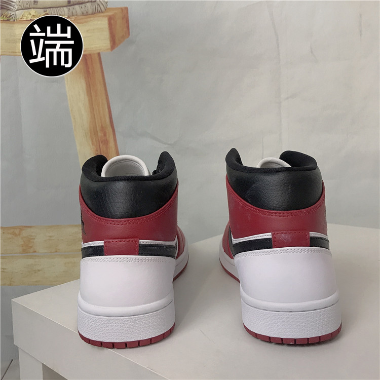 Air Jordan AJ1 Mid男子小芝加哥白红耐克中帮篮球鞋554724-173-图3