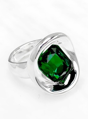 西班牙UNOde50轻奢复古方形镶钻戒指女小众戒指简约气质